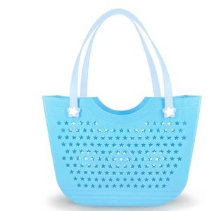 2025 Target Bullseye Lt Blue Stars Charm Beach Bag Tote